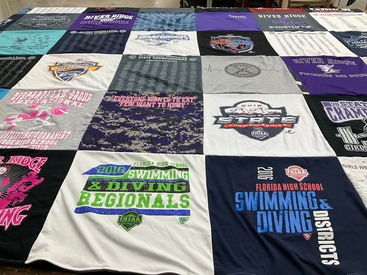 T-shirt quilt from river ridge high school by Katelyn from FL