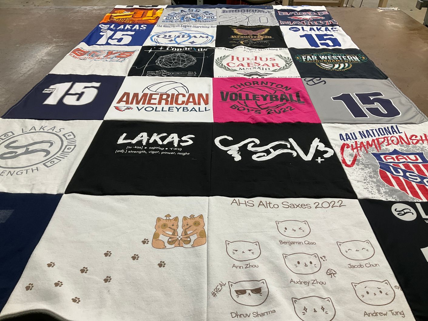 T-shirt quilt featuring lakas volleyball by Jacob from CA