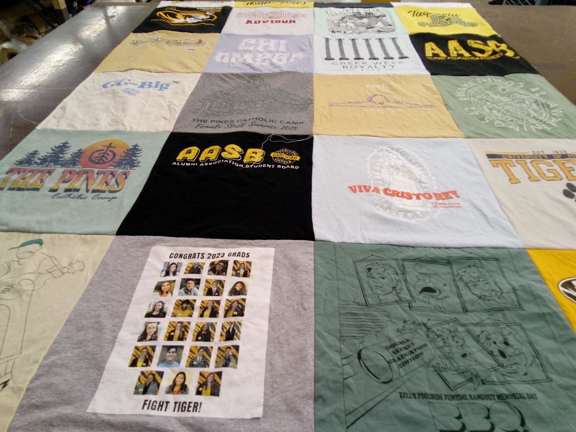 T-shirt quilt from viva cristo rey high school by Sophie from IN