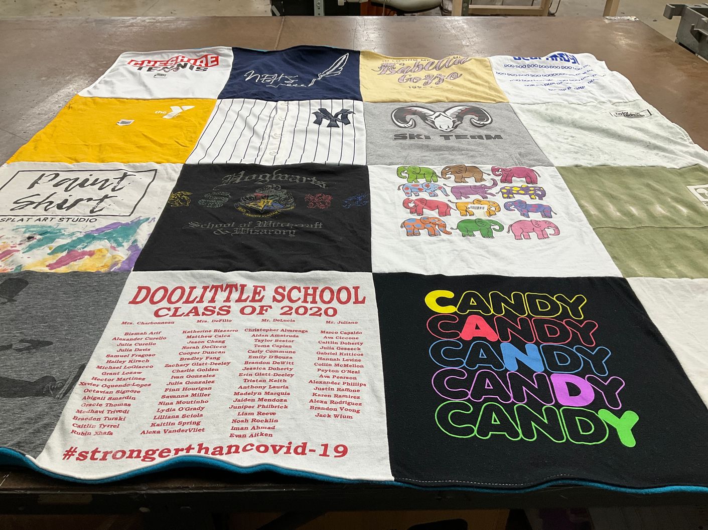 T-shirt quilt featuring ski team by Susanne from CT