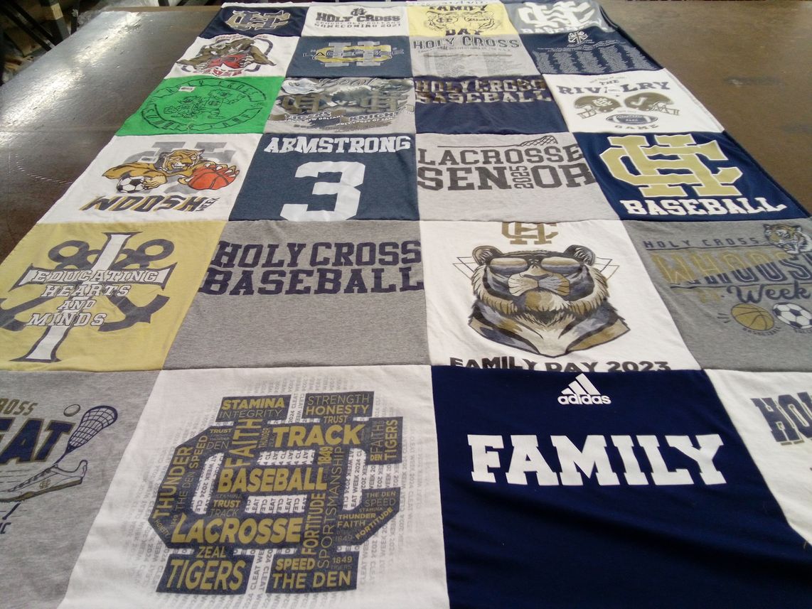 T-shirt quilt featuring holy cross tigers baseball, holy cross tigers lacrosse by Jennifer from LA