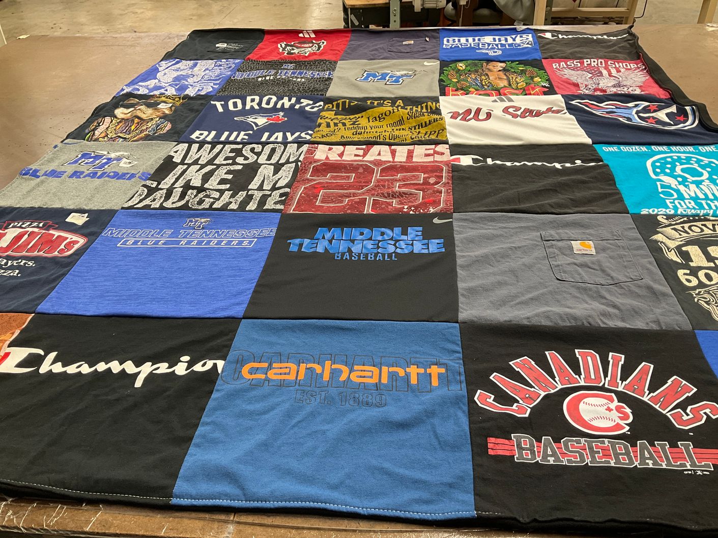 T-shirt quilt featuring middle tennessee state university baseball, toronto blue jays by Caroline from VA