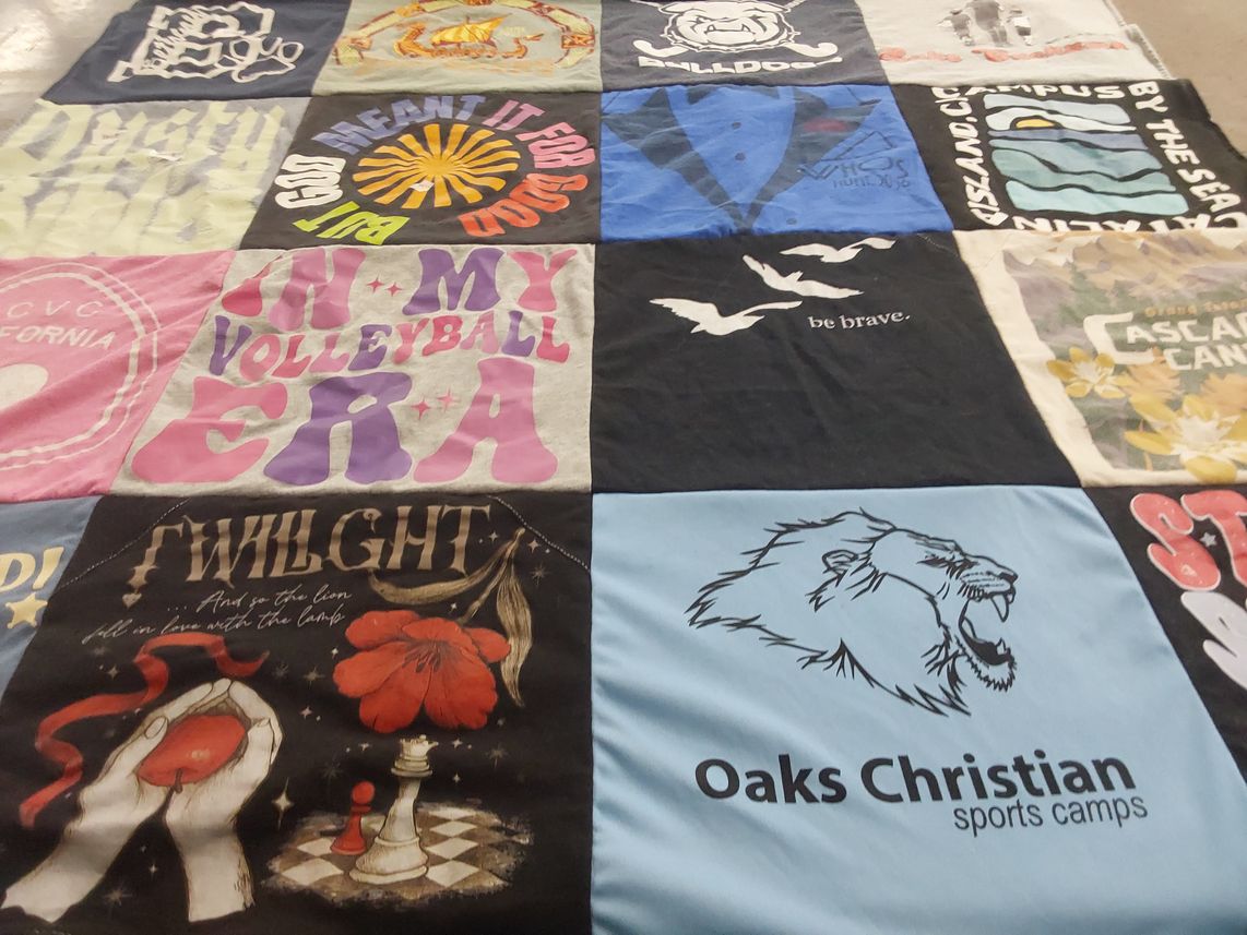 T-shirt quilt from oaks christian school by Jeb & Lauren from CA