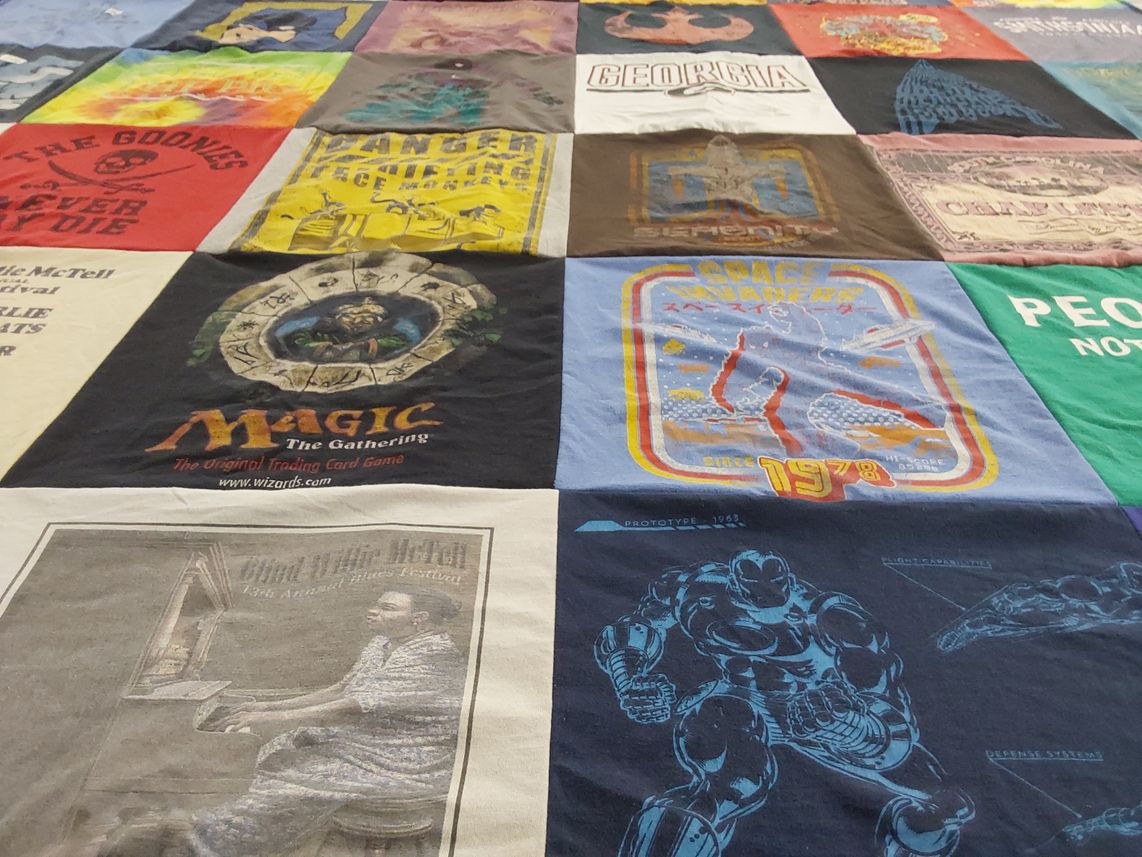 T-shirt quilt with gaming, music themes by James from SC