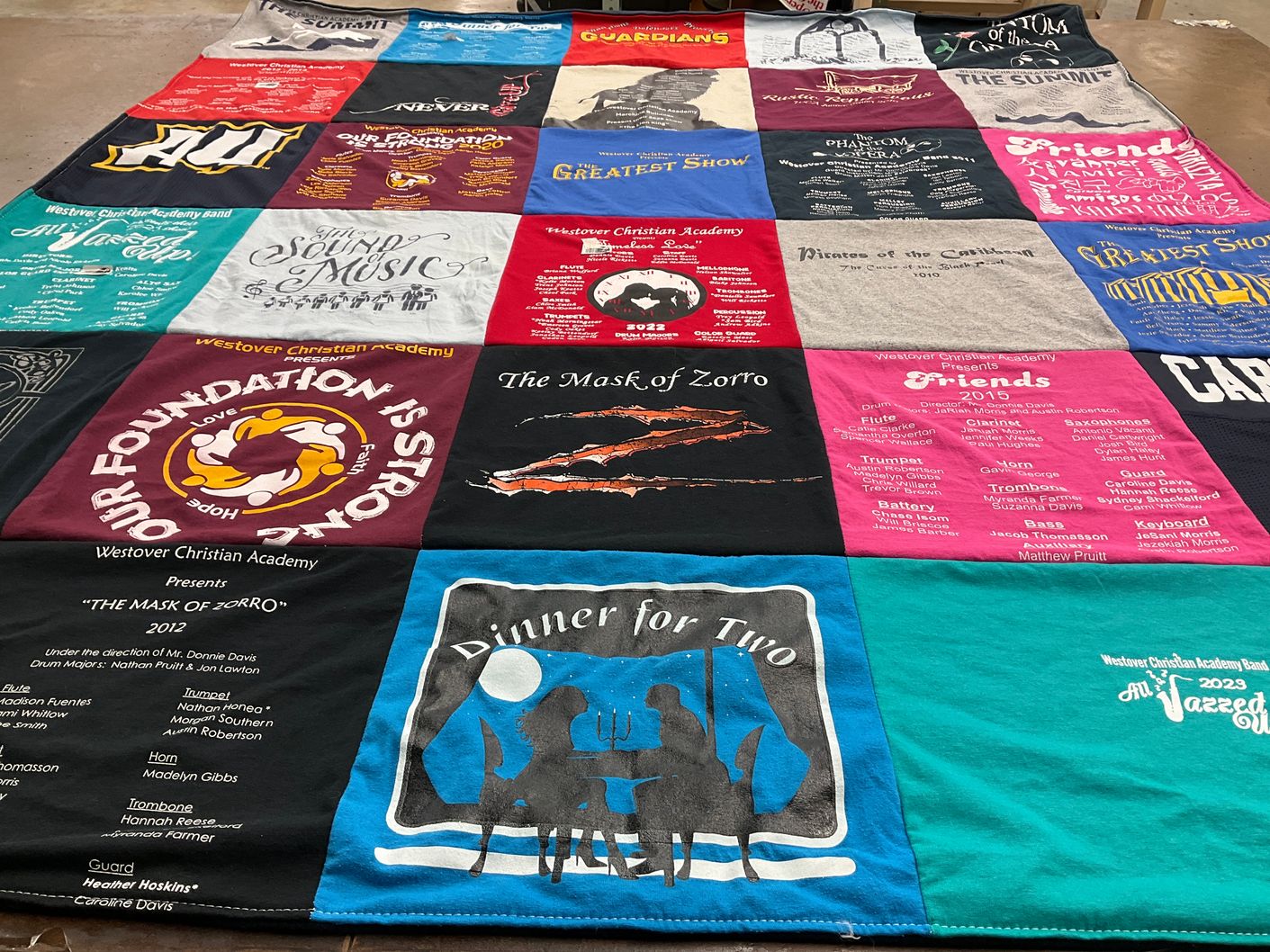 T-shirt quilt from westover christian academy by Debra from NC