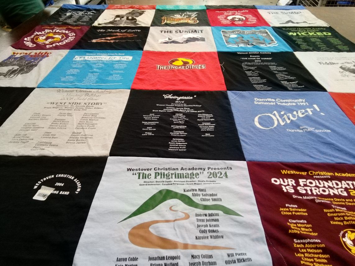 T-shirt quilt from westover christian academy by Debra from NC