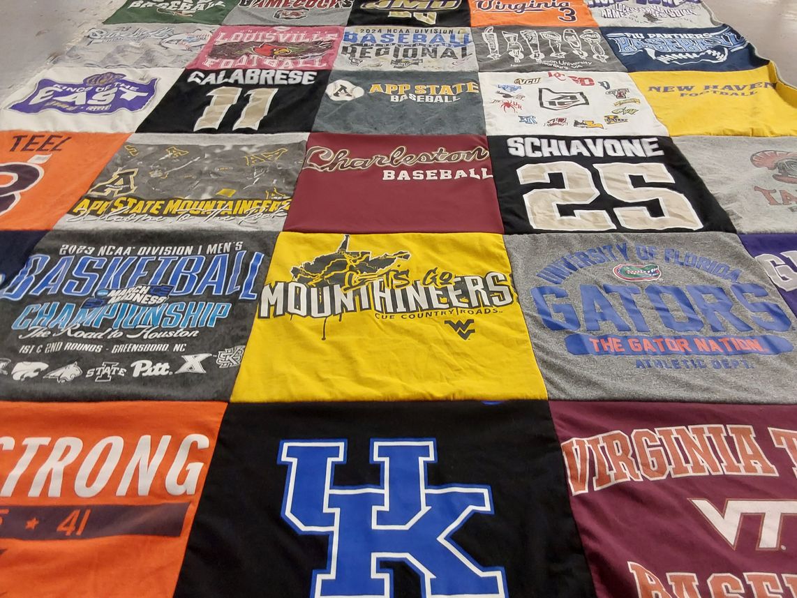 T-shirt quilt featuring appalachian state mountaineers, florida gators by Nicole from VA