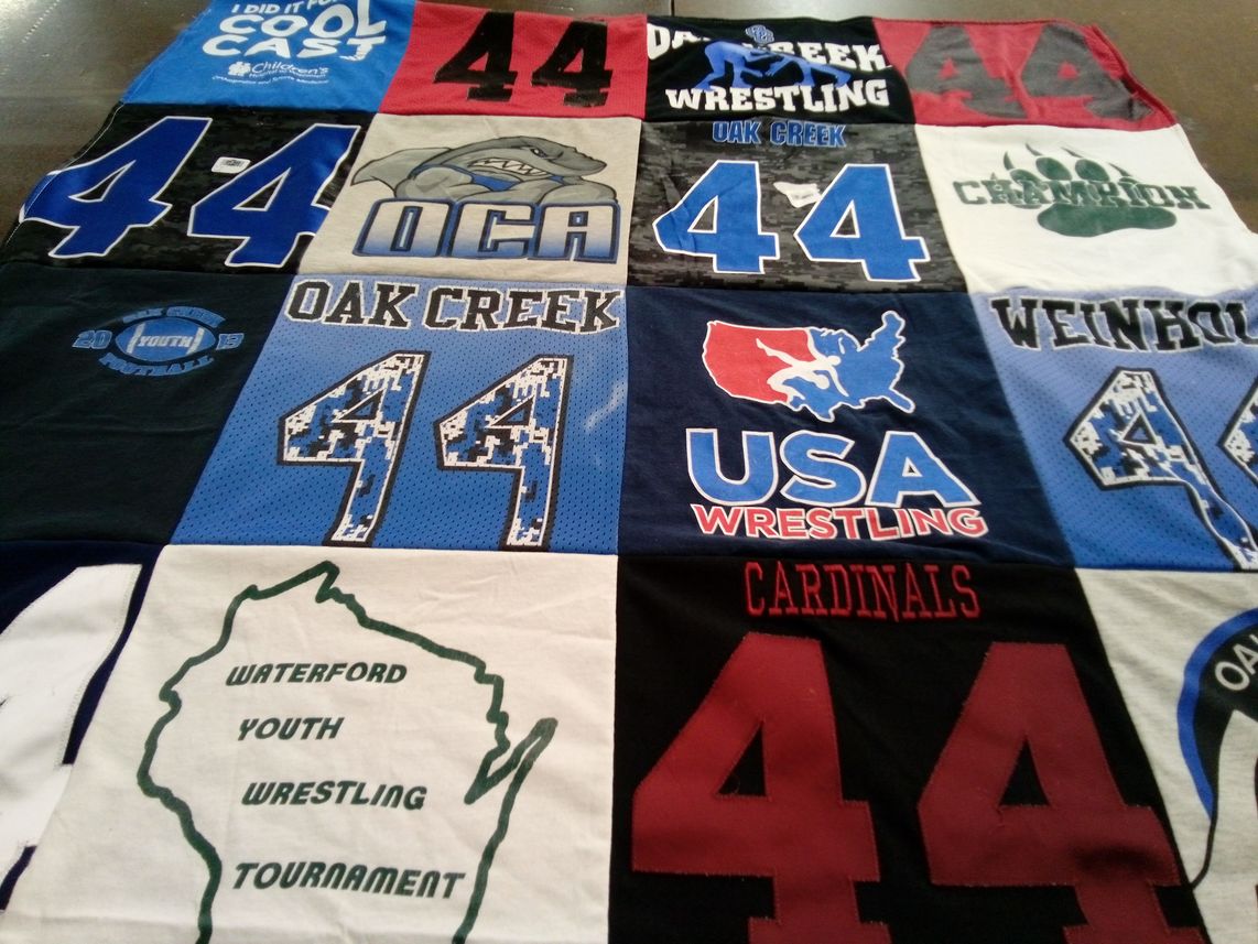 T-shirt quilt featuring cardinals by Sara from WI