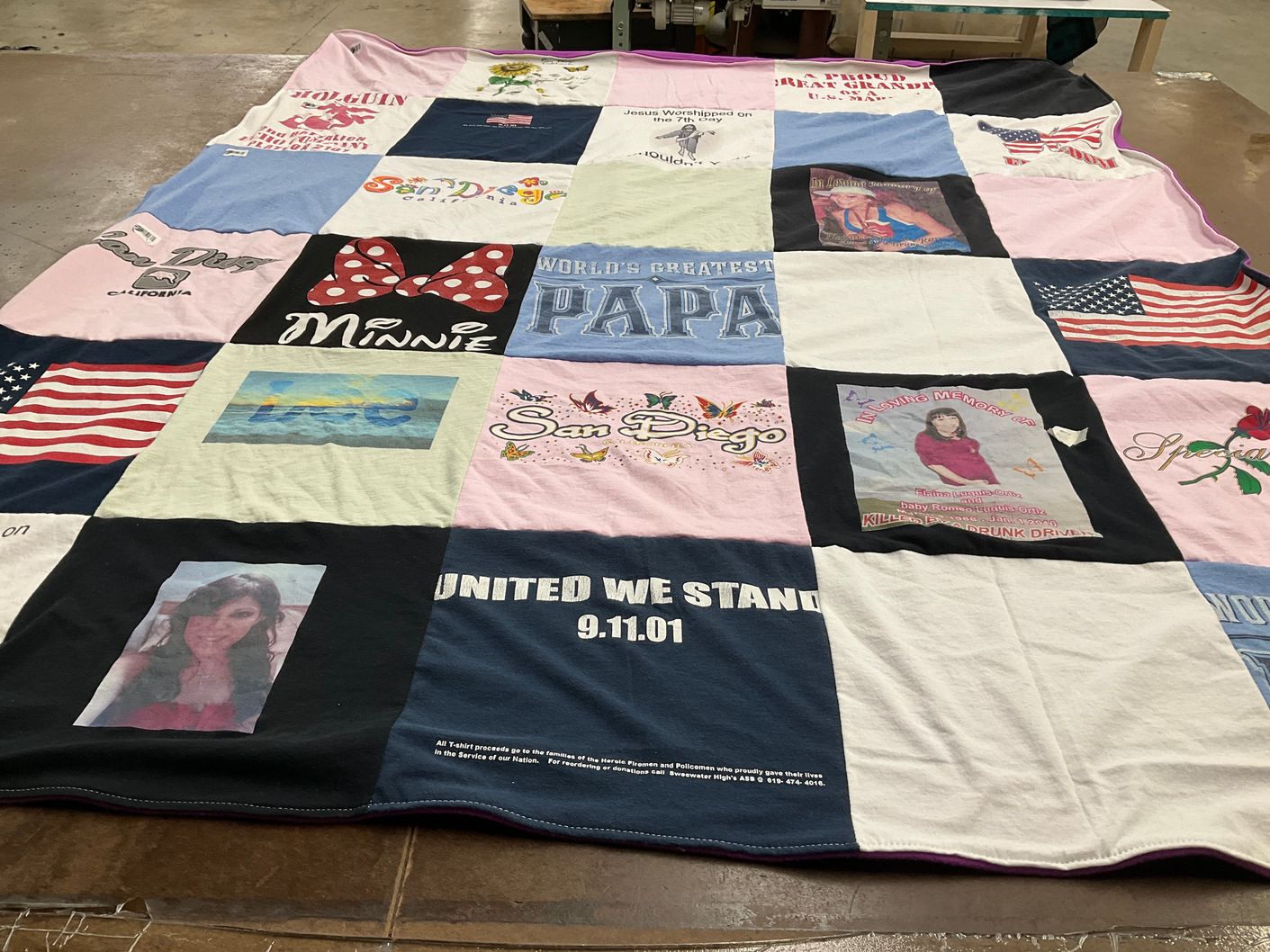 T-shirt quilt with family, memories themes by Cheryl from CA