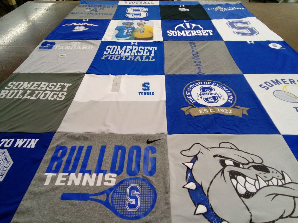 T-shirt quilt featuring somerset bulldogs by Mario from TX