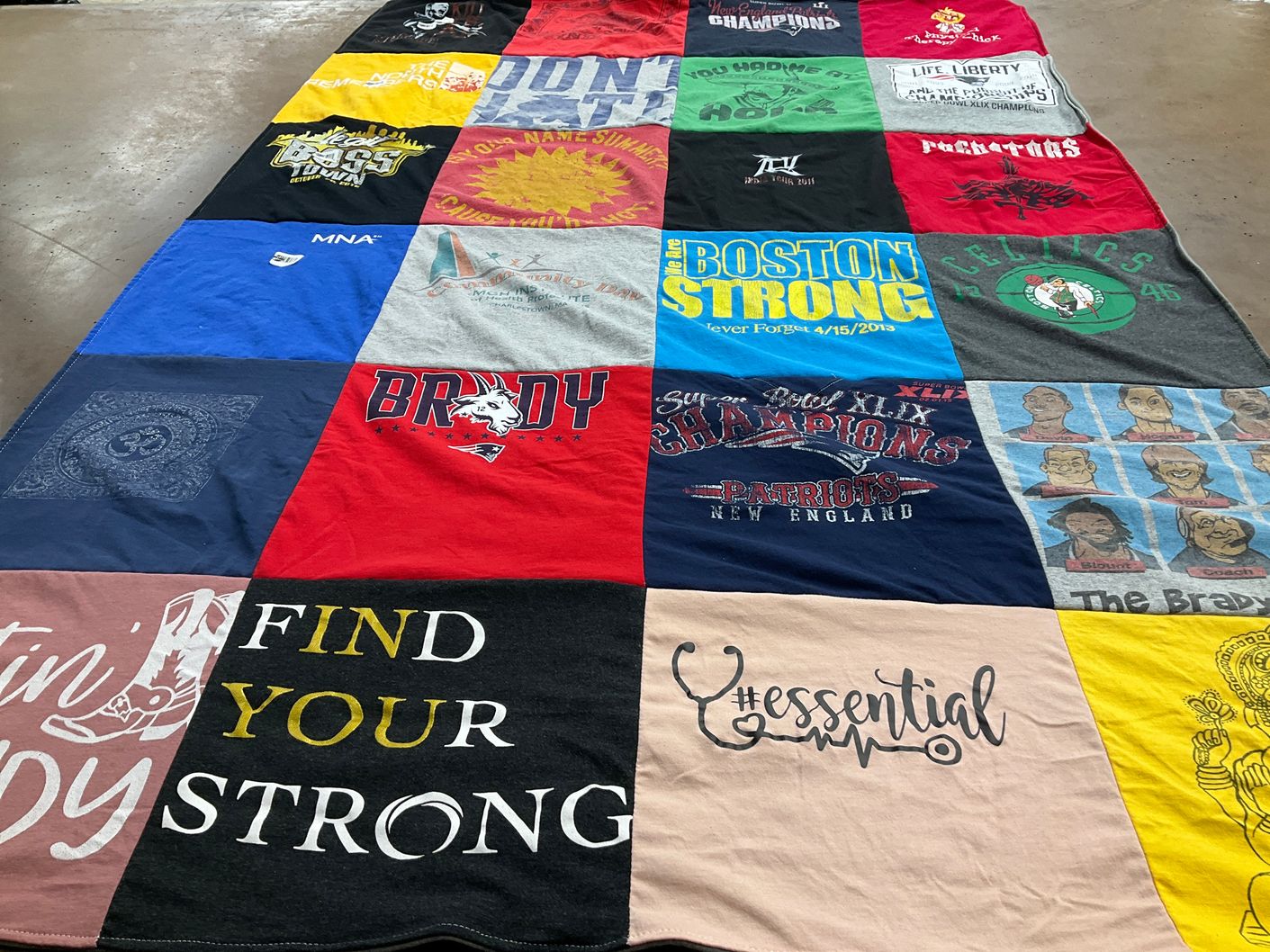 T-shirt quilt featuring new england patriots, boston celtics by Chani from MA