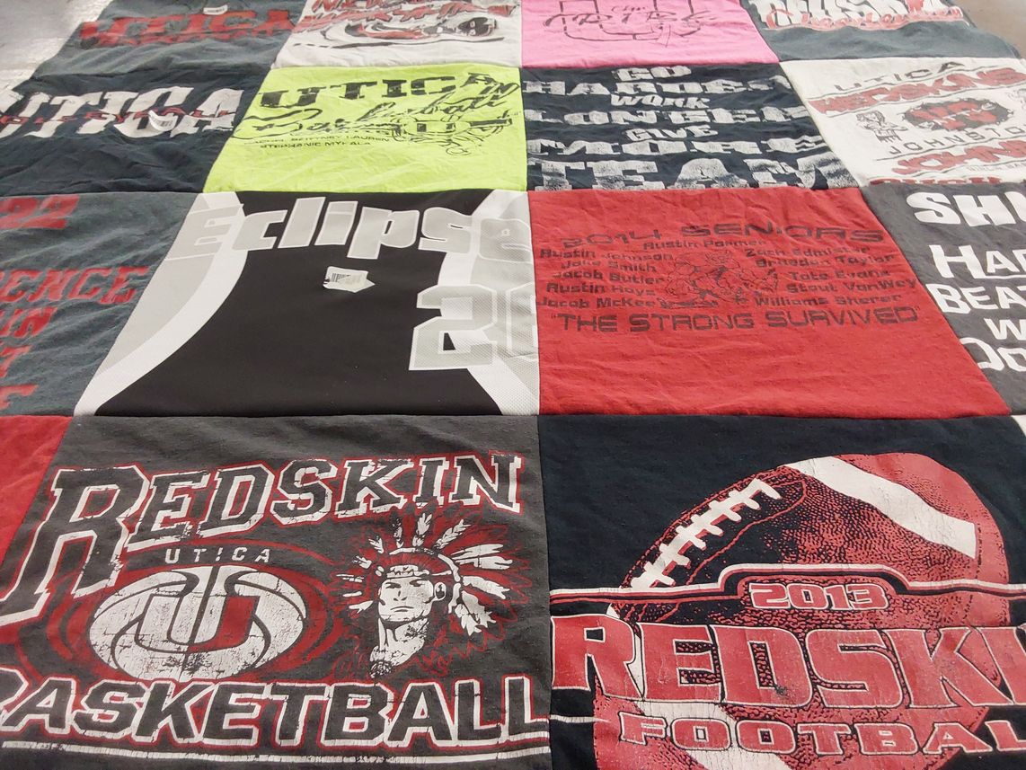 T-shirt quilt featuring utica high school basketball, utica high school football by Angela from OH