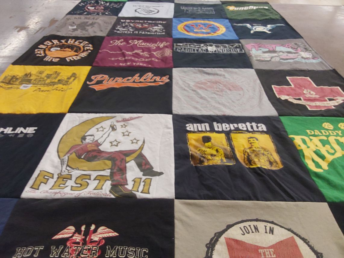 T-shirt quilt with music, festivals themes by Gregory from OR