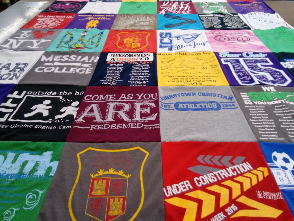 T-shirt quilt from messiah college, johnstown christian school by Susan from PA