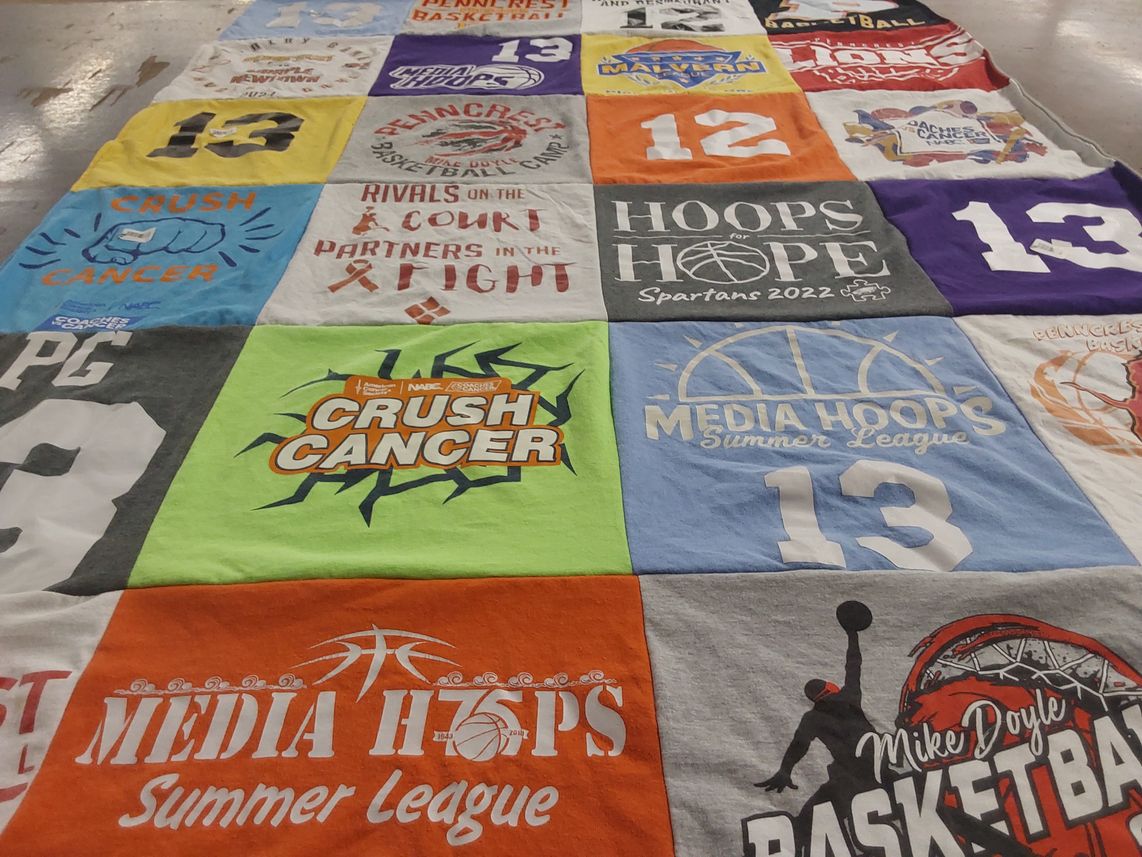 T-shirt quilt featuring spartans basketball team by Sarah from PA