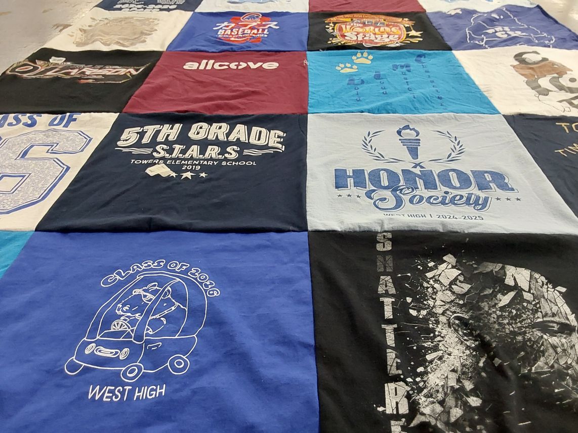 T-shirt quilt from towers elementary school, west high school by Naomi from CA