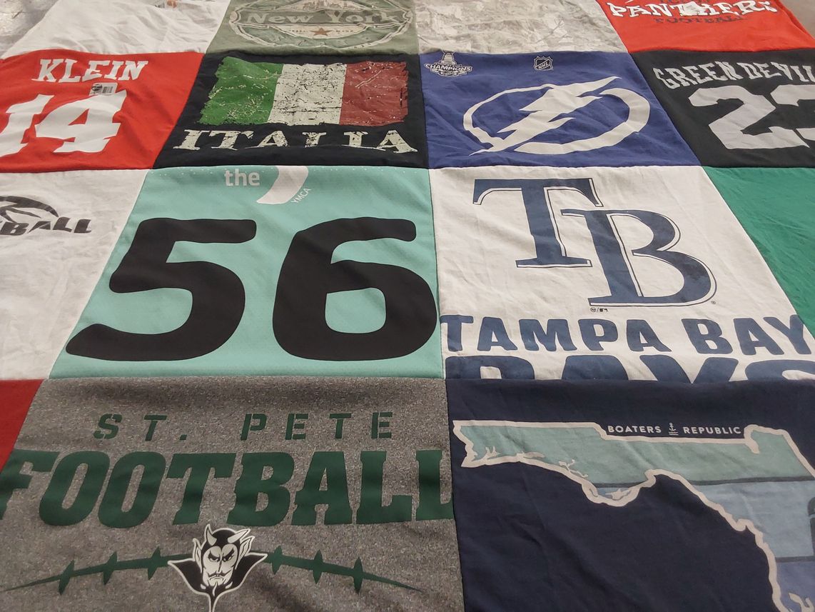 T-shirt quilt featuring tampa bay rays, florida panthers by Joy from FL