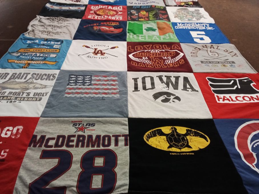 T-shirt quilt featuring owlview stars, iowa hawkeyes by Kristin from IL