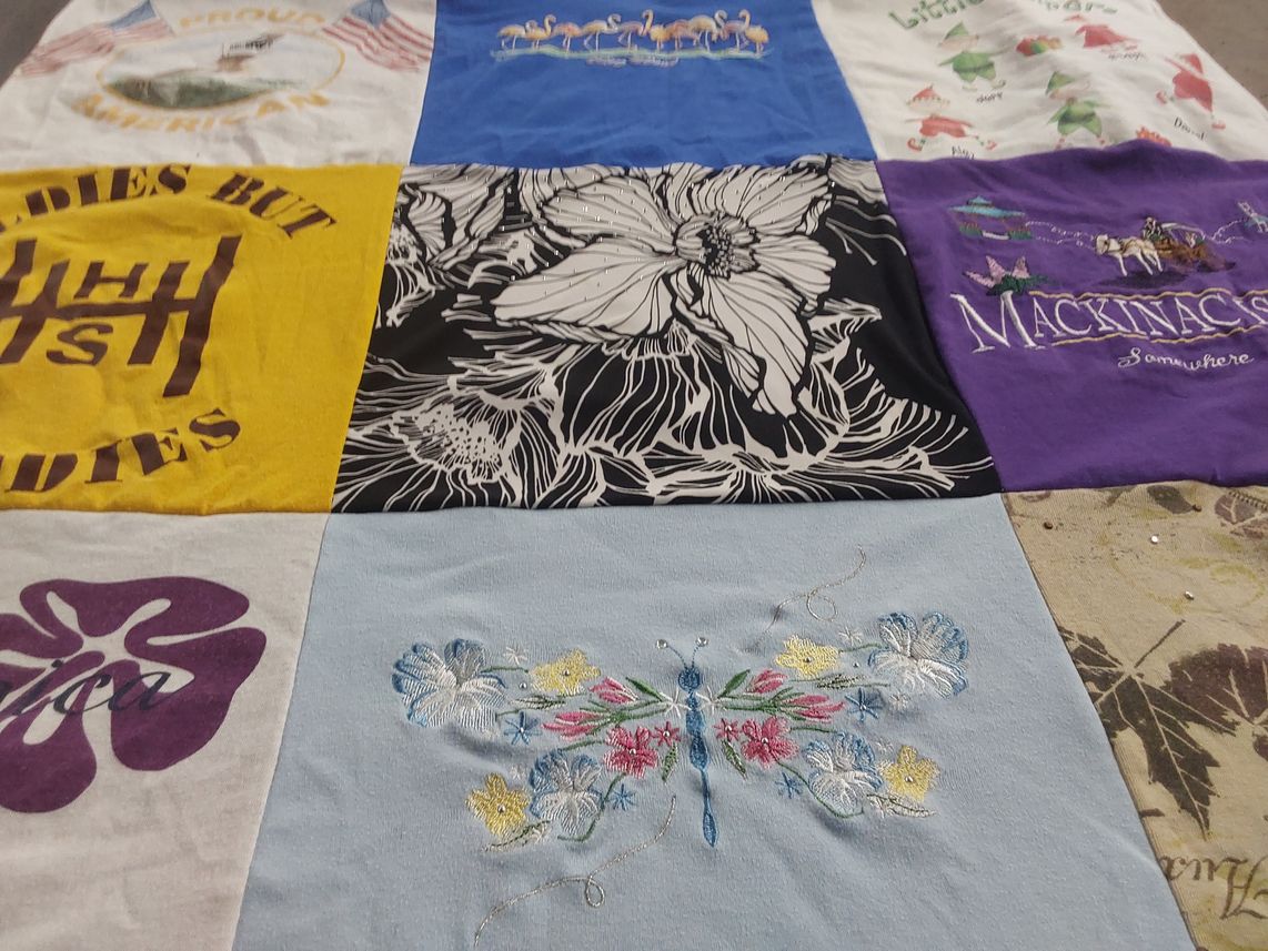 T-shirt quilt with embroidery, nature themes by Stephanie from NJ