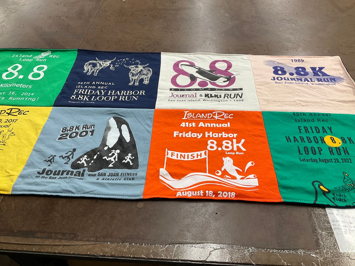 T-shirt quilt with running, fitness themes by David from CA