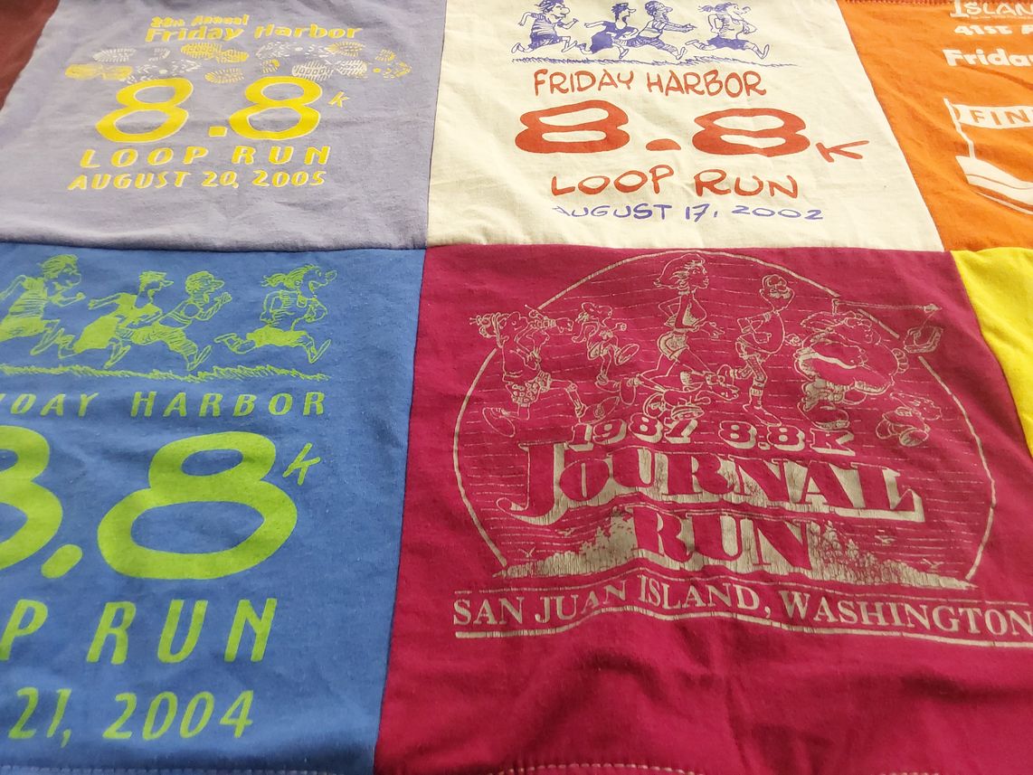 T-shirt quilt with running, events themes by David from CA