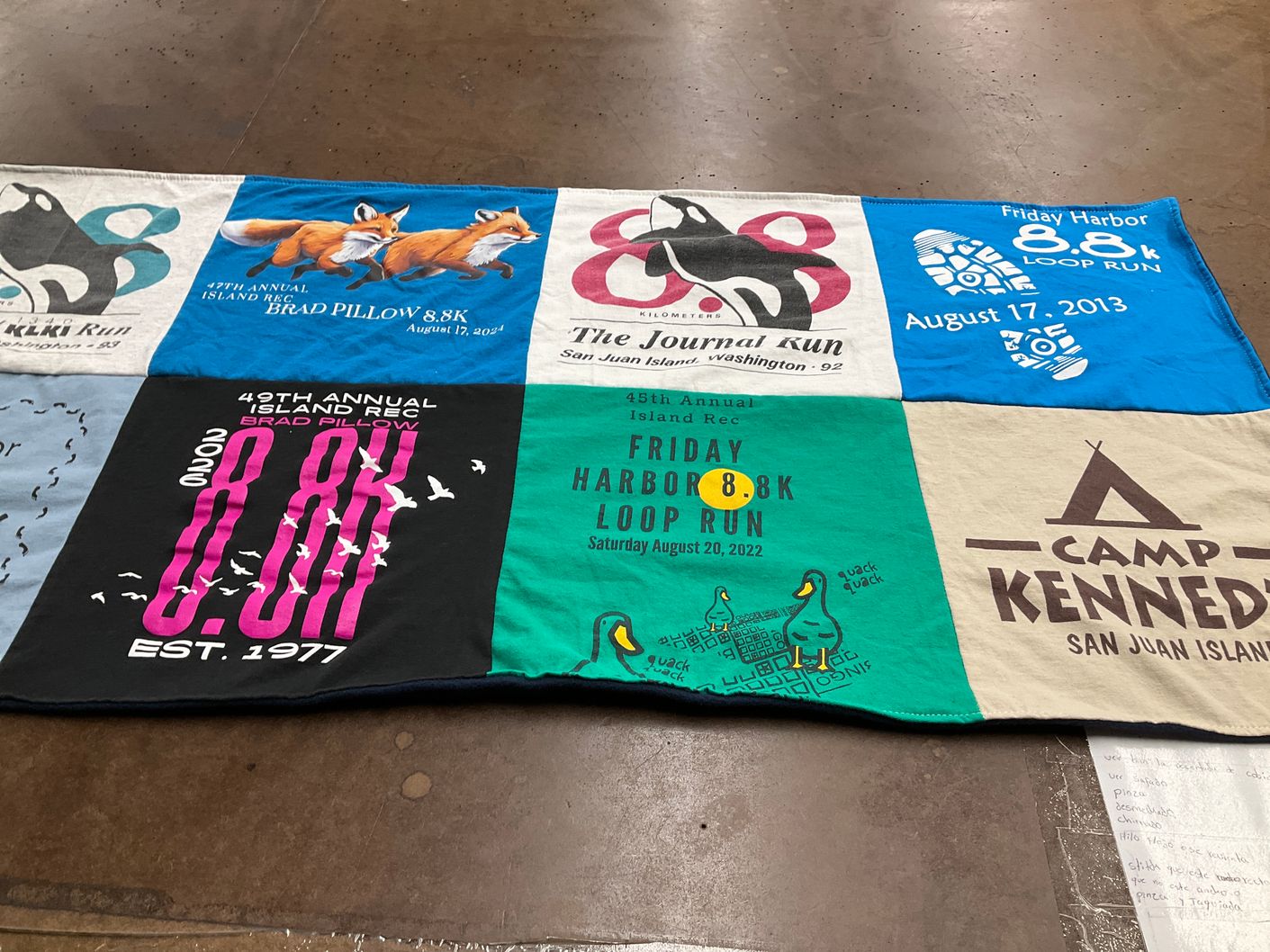 T-shirt quilt with running, outdoor activities themes by David from CA
