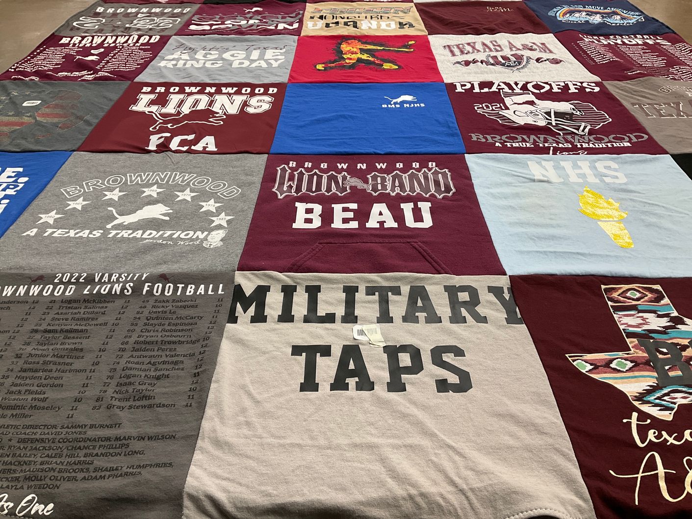 T-shirt quilt featuring brownwood lions football by Bobbie from TX