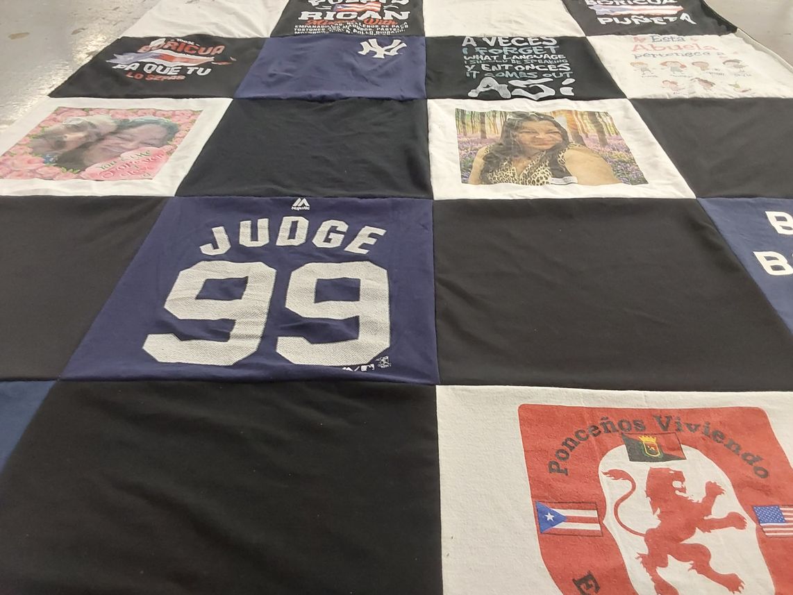 T-shirt quilt with puerto rico culture, family themes by Luz from CT
