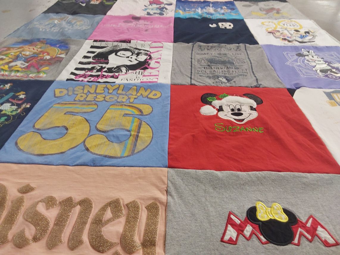 T-shirt quilt with disney, theme parks themes by Suzanne from IN