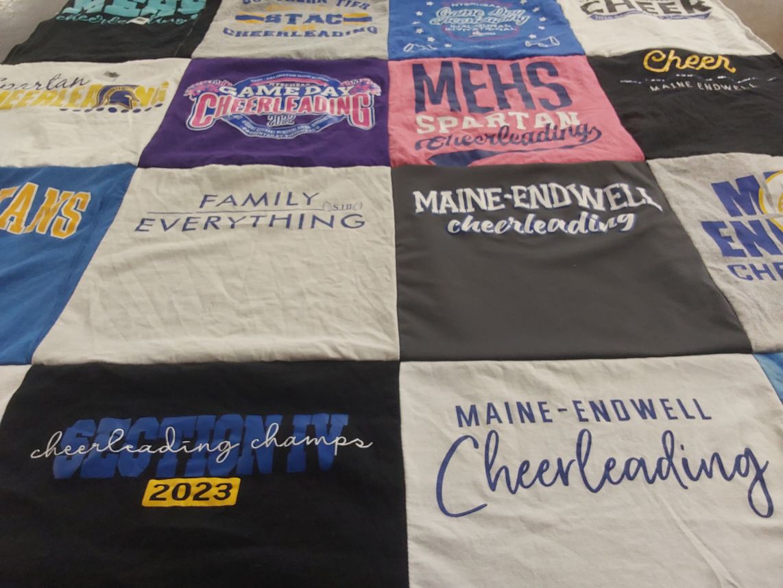 T-shirt quilt featuring maine-endwell cheerleading, mh cheerleading by Tammy from NY