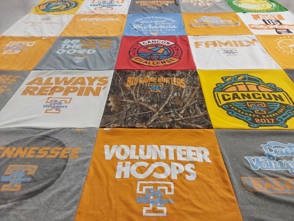 T-shirt quilt featuring tennessee volunteers by Caleb from GA