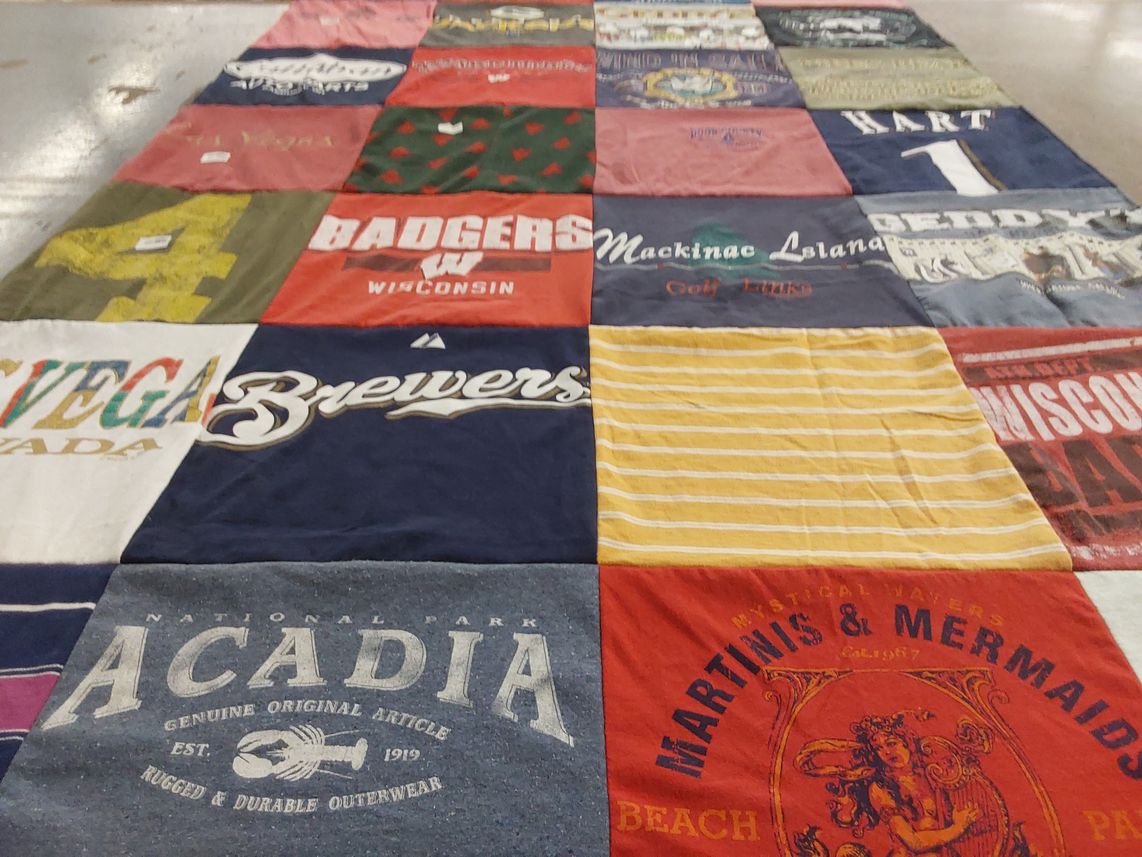 T-shirt quilt featuring wisconsin badgers by Kathryn from WI