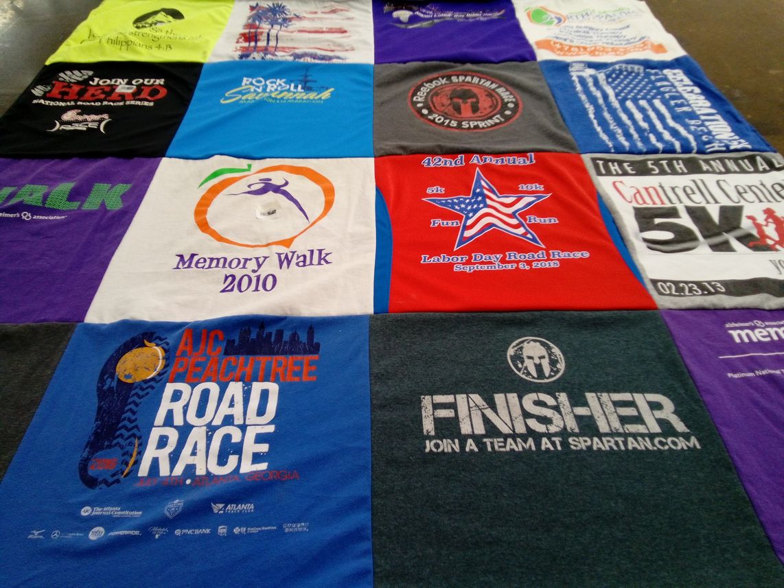 T-shirt quilt with running, charity events themes by Craig from GA
