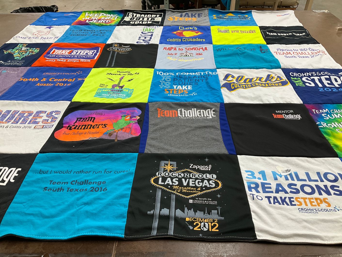 T-shirt quilt featuring clark's colitis crusaders by Jill from TX
