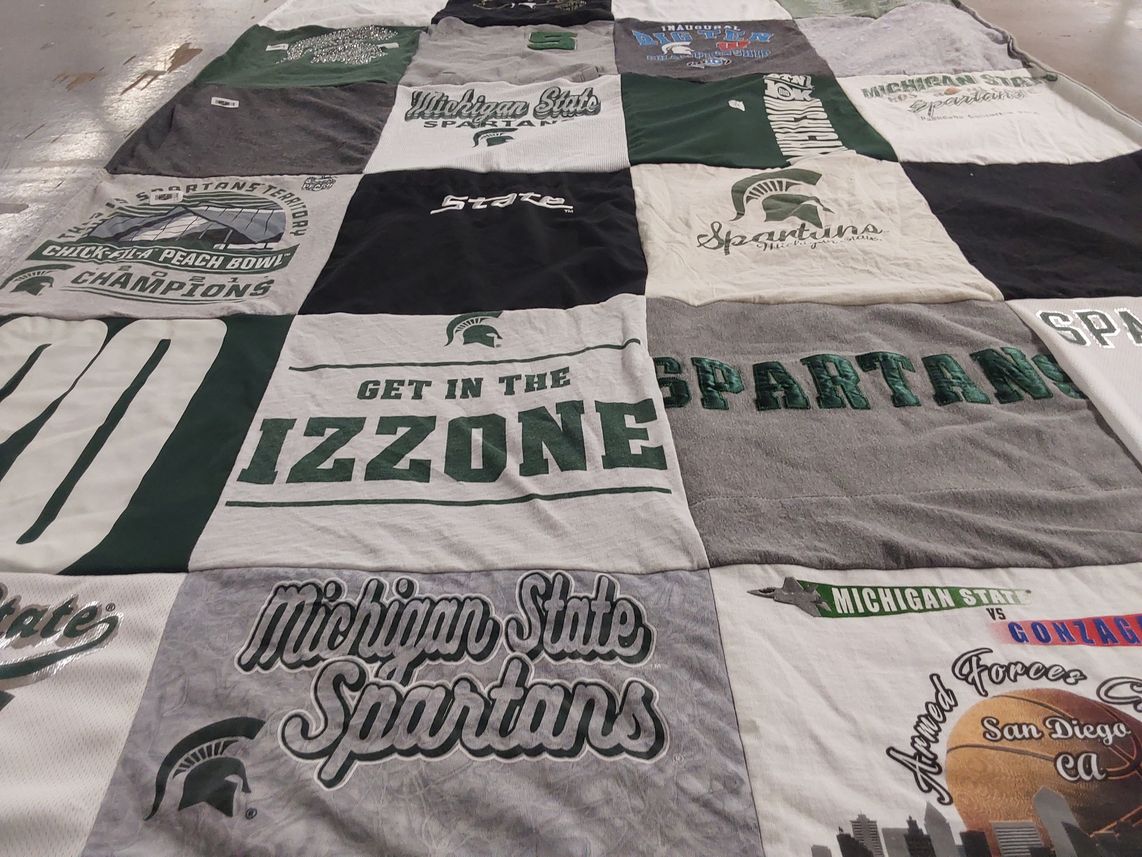 T-shirt quilt featuring michigan state spartans by Sheri from MI