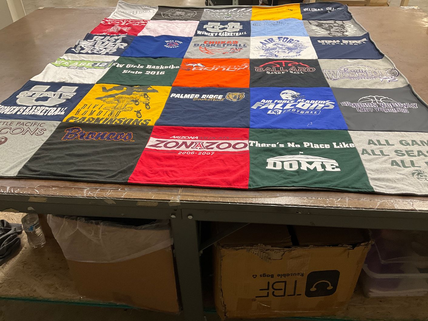 T-shirt quilt featuring air force falcons, broncos by Lou Anne from CO