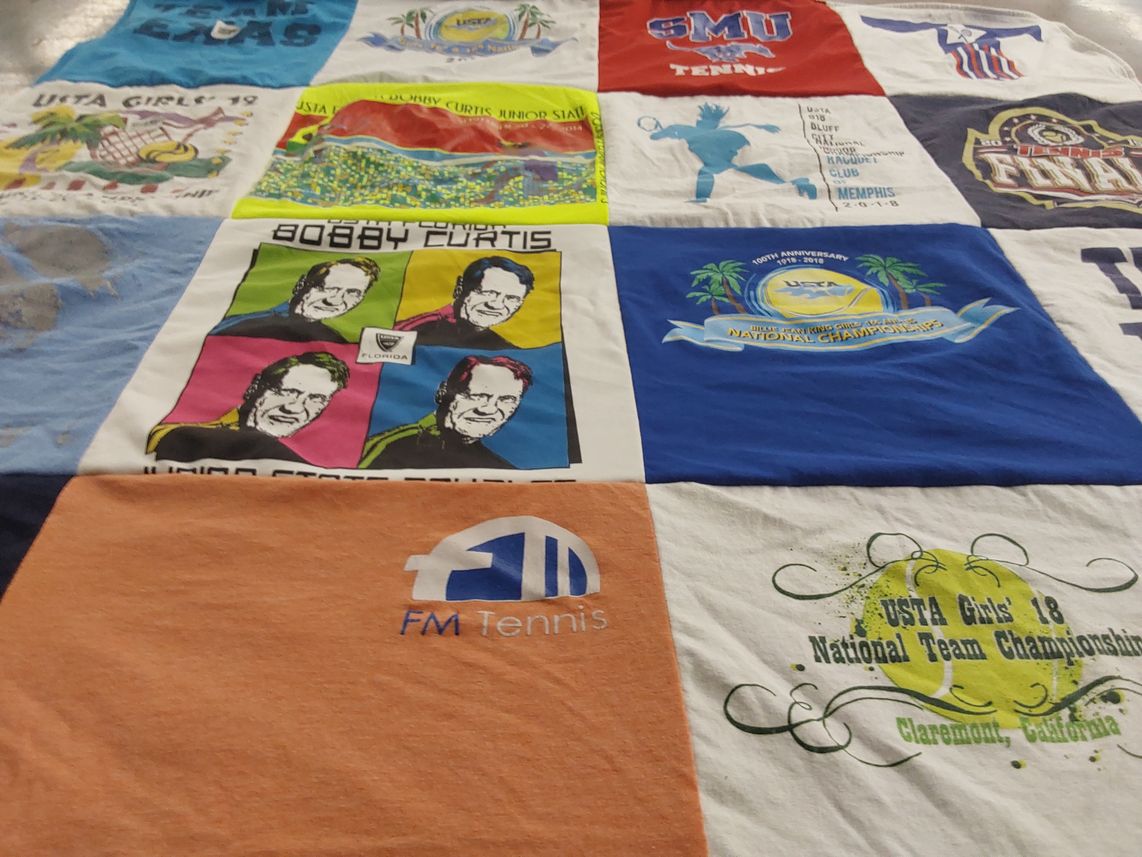 T-shirt quilt from southern methodist university by Carla from CT