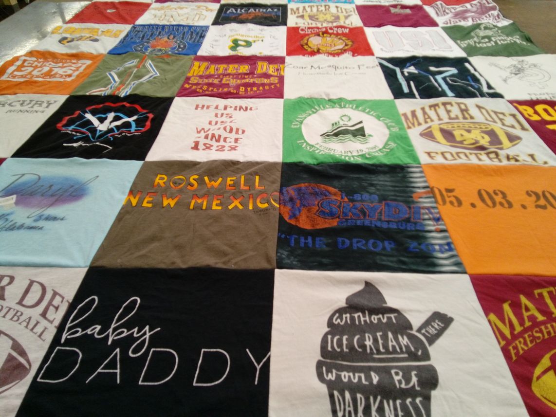 T-shirt quilt from mater dei high school by Paulette from IN