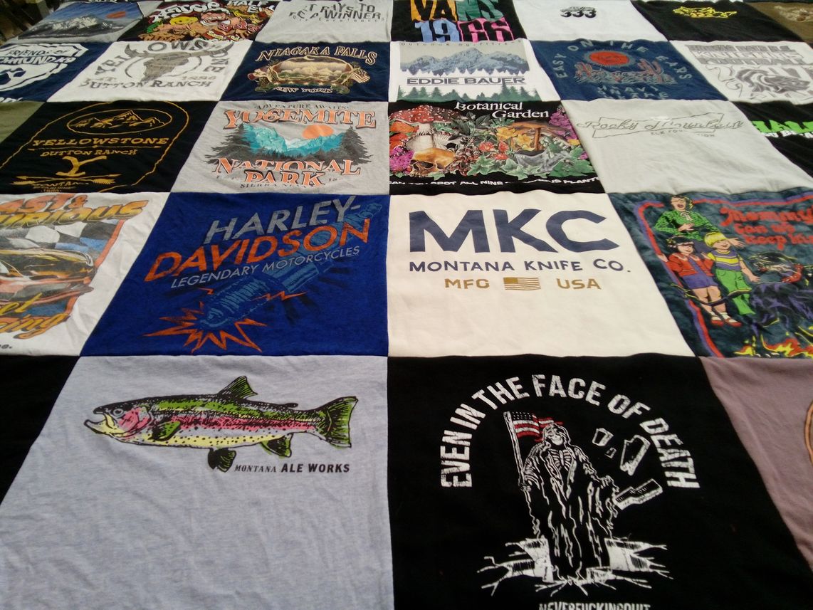 T-shirt quilt with motorcycles, outdoors themes by Jacquez from FL