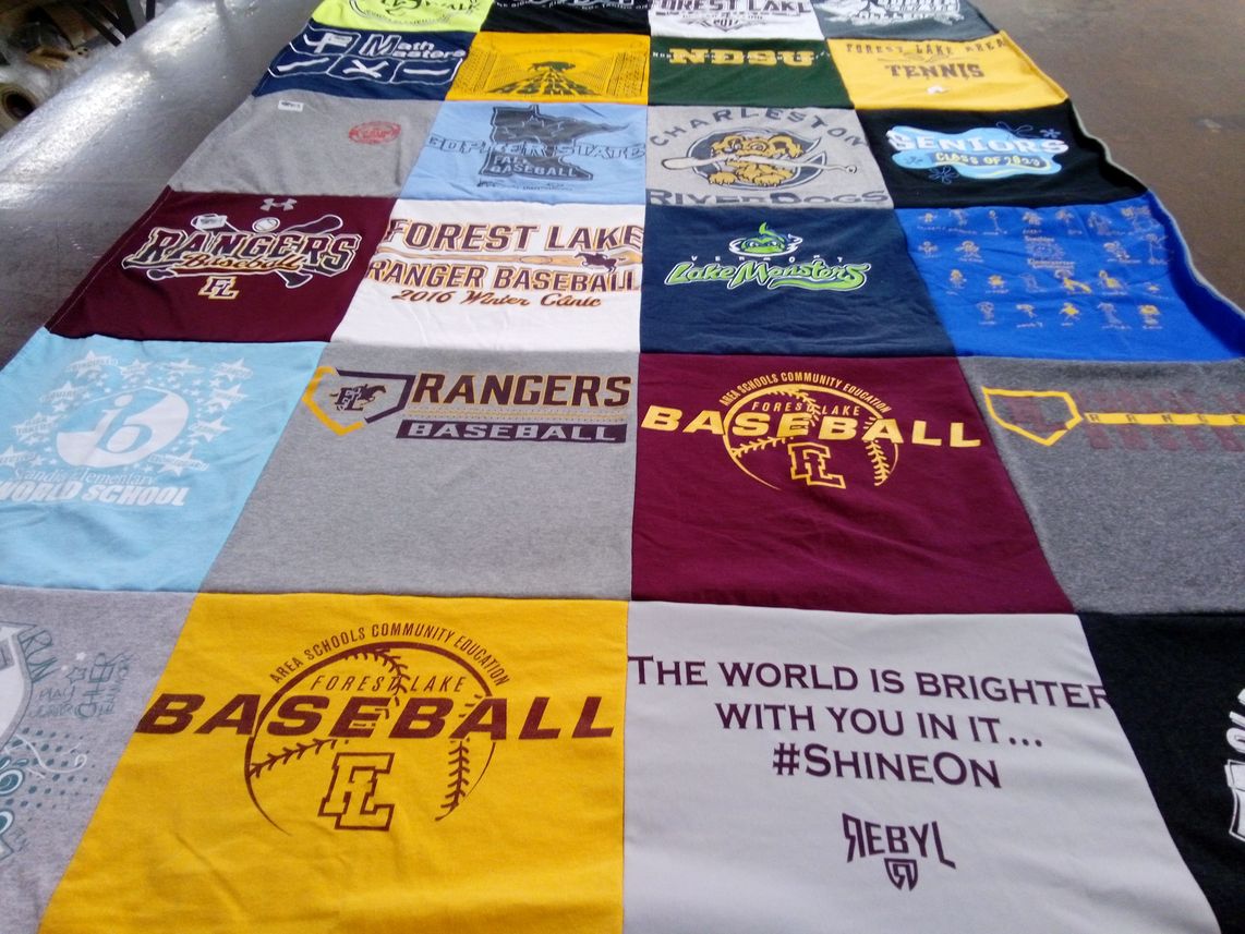 T-shirt quilt featuring forest lake rangers baseball by Christy from MN