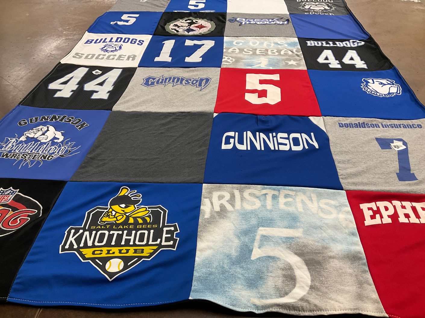 T-shirt quilt featuring gunnison high school wrestling, gunnison high school soccer by Kimberly from UT