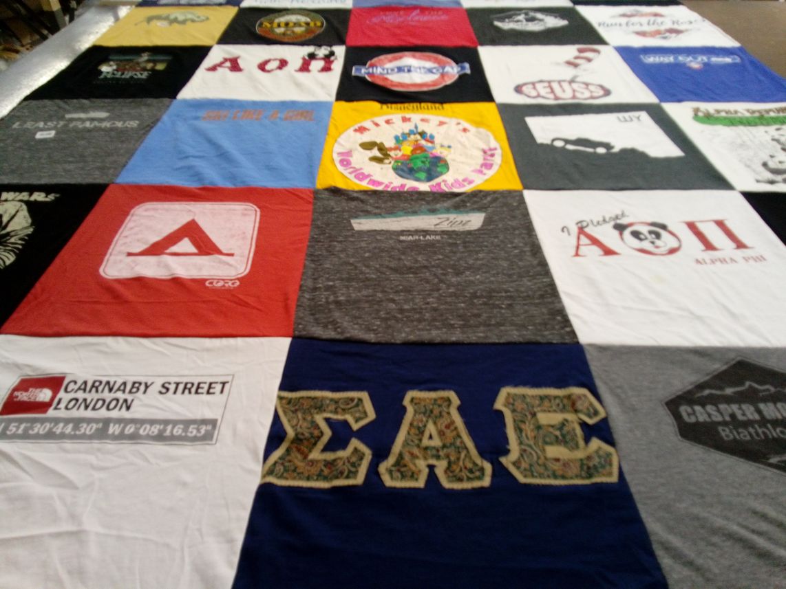 T-shirt quilt with sorority life, fraternities themes by christy from WY