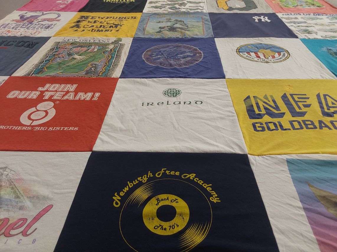 T-shirt quilt featuring newburgh free academy goldbacks by MADELEINE from NY