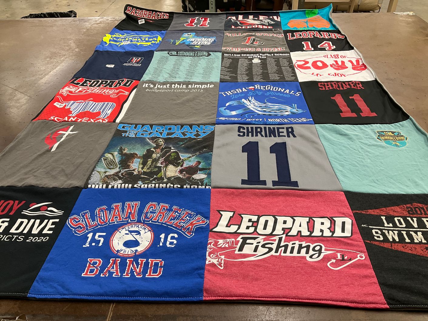 T-shirt quilt featuring wylie high school swimming and diving, wylie high school band by Deanna from TX