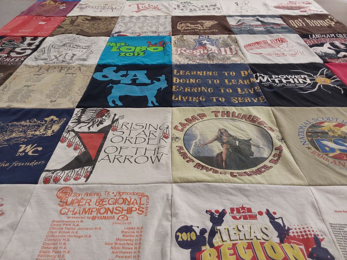 T-shirt quilt from bradshaw wood high school, cedar park high school by Maria from TX