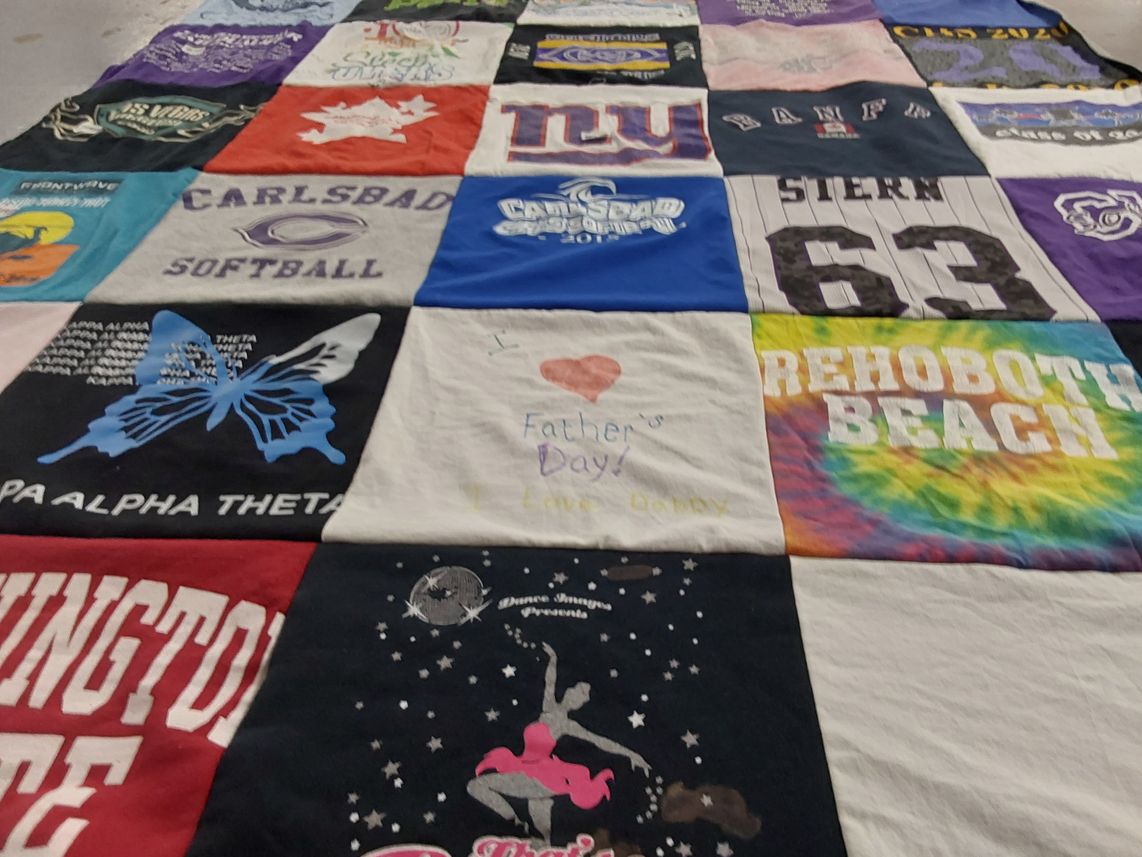 T-shirt quilt from san francisco state university, huntington university by Nancy from CA