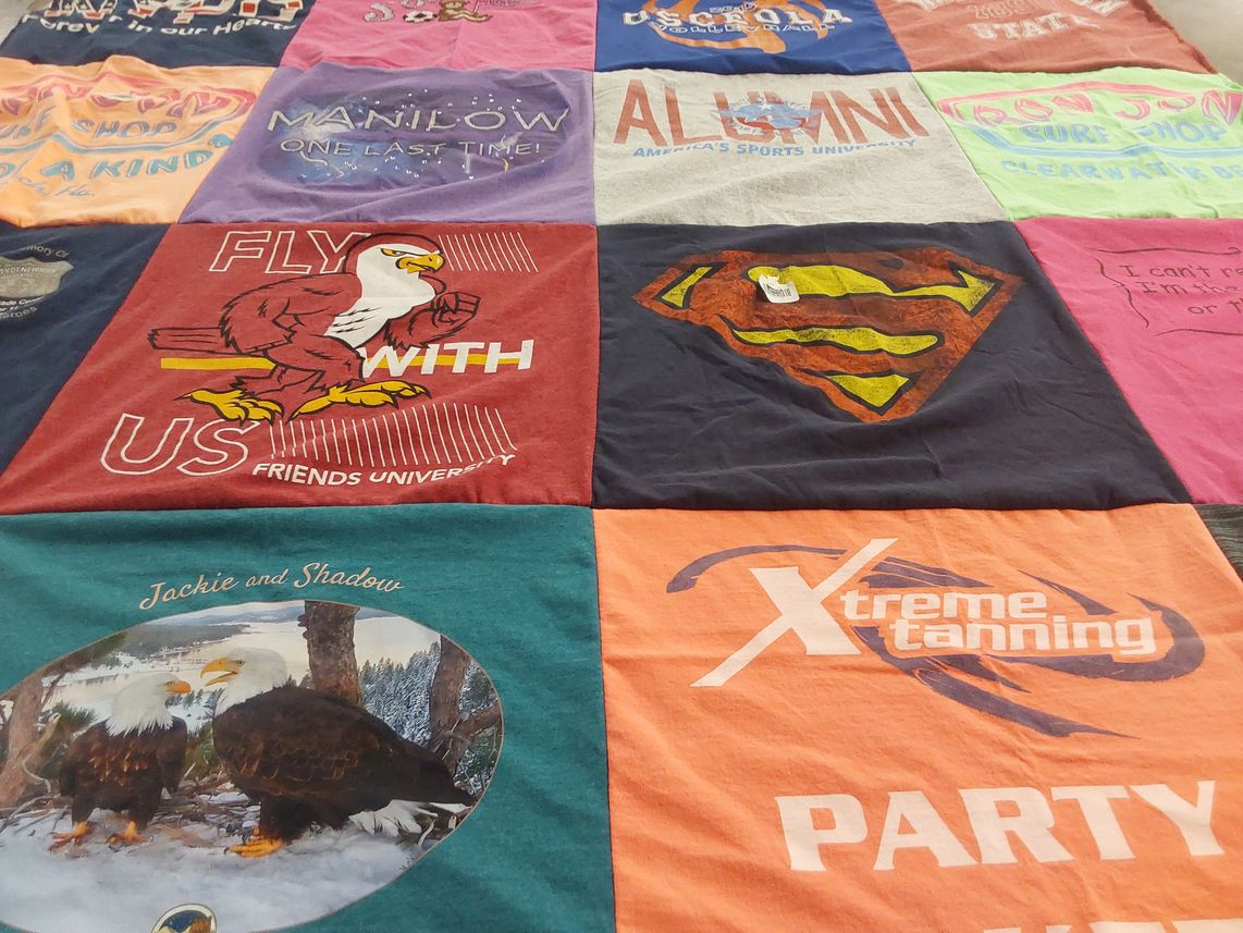 T-shirt quilt from friends university, americas sports university by Tammi from KS