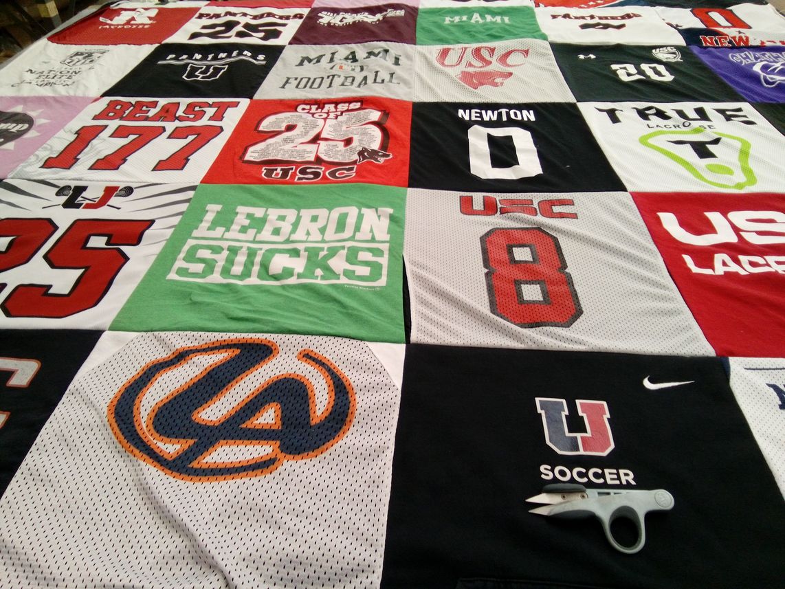 T-shirt quilt featuring miami football team by Matt from PA