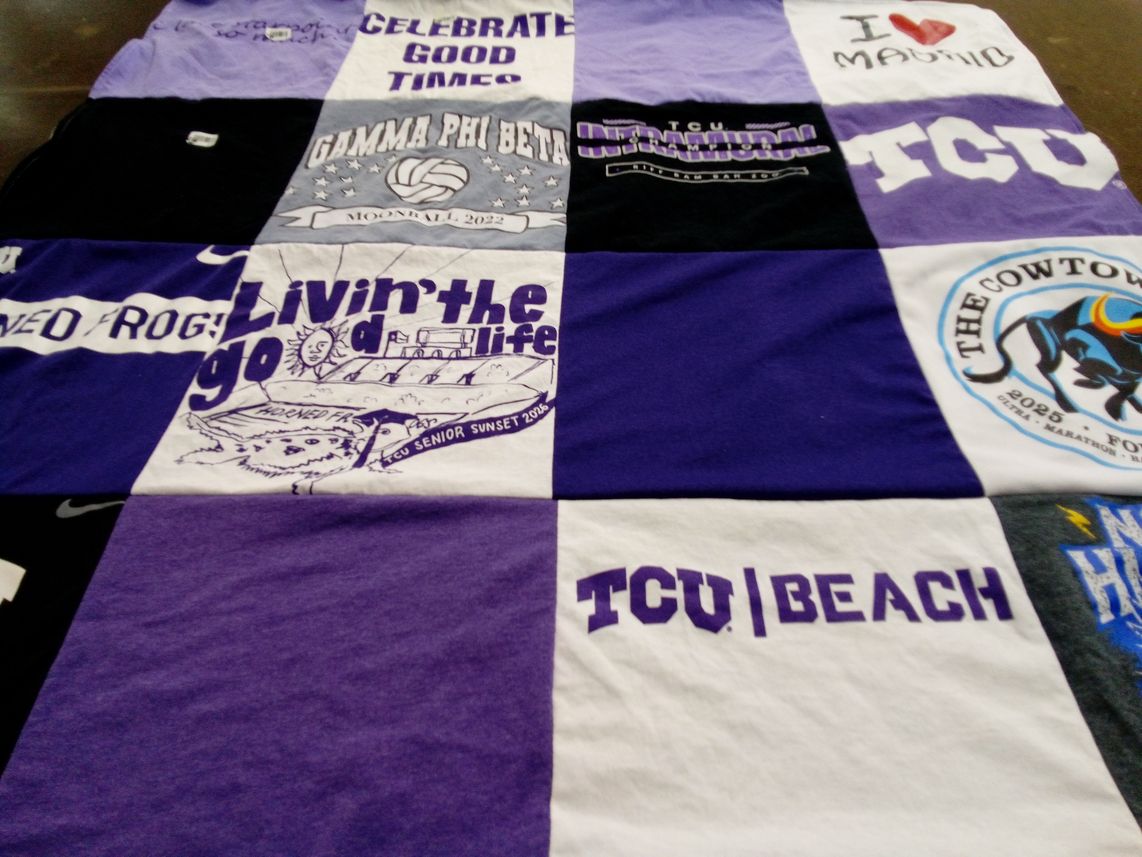 T-shirt quilt featuring texas christian university women's volleyball by Isayana from CA