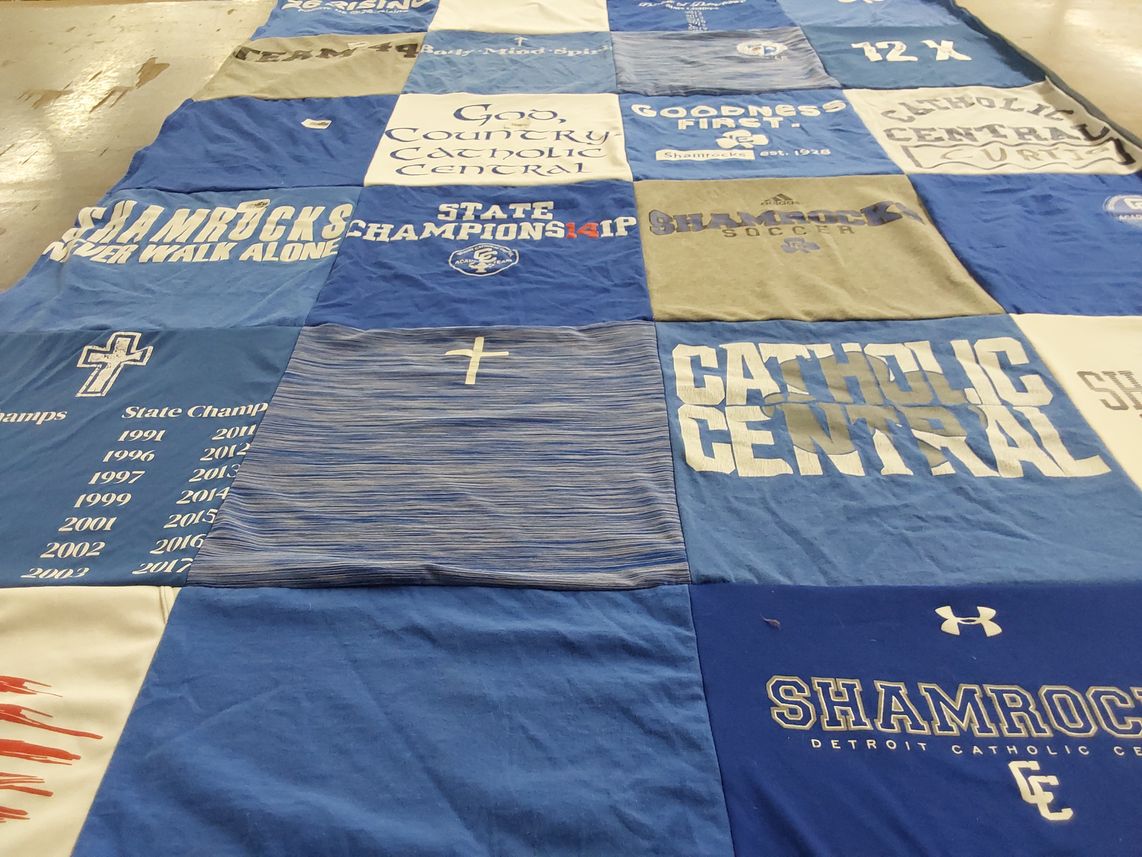T-shirt quilt featuring detroit catholic central soccer by Marianne from MI
